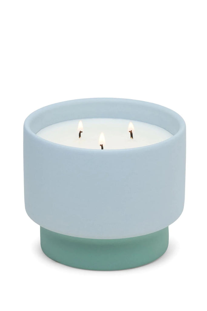 Colour Block Candle 16oz - Blue & Green Ceramic / Saltwater Suede