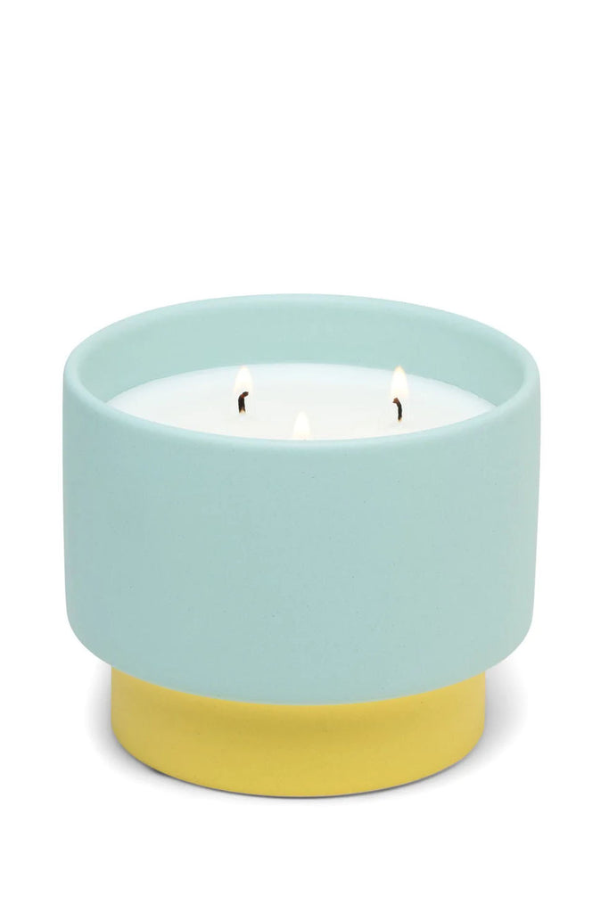 Colour Block Candle 16oz - Mint & Yellow Ceramic / Minty Verde
